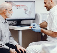 Senior man consulting with dentist