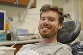 Smiling, relaxed male dental patient